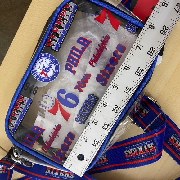 FOCO Philadelphia 76ers Sixers NBA Team Logo Stripe Clear Crossbody Bag Security - Picture 11 of 12